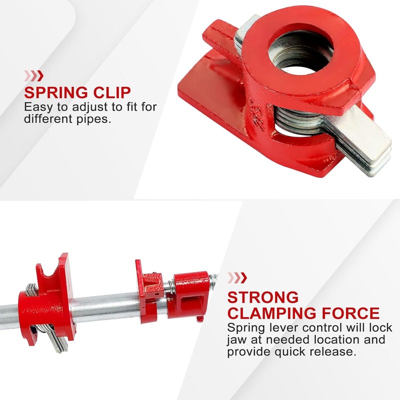 FLK Tech 4 Pack Wood Gluing Pipe Clamp Fixture for 3/4 Inch Pipe, Heavy Duty Pipe Clamps, Cast Iron Wood Clamps Quick Release for Woodworking, Carpentry, Home Improvement, and DIY Projects - Image 4